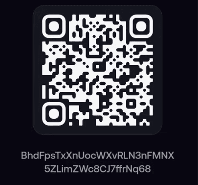 Example QR code screenshot of a fomo wallet